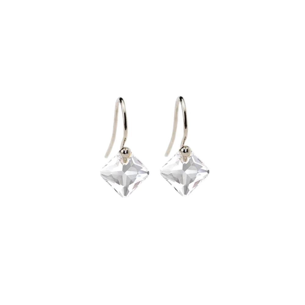 Beautiful Crystal Earrings-CLEAR DIAMOND CUT DROPS