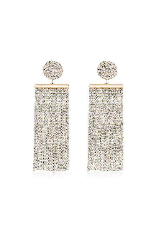 Bridal Earrings for Weddings-All the Movement Crystal Fringe Earrings