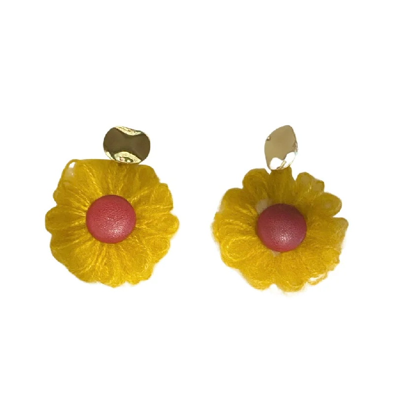 Layered Earrings for Women-Kory Fuzzy Flower Earrings