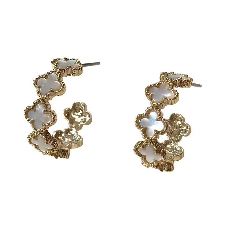 Elegant Drop Earrings-Flora Channel Hoop Earrings