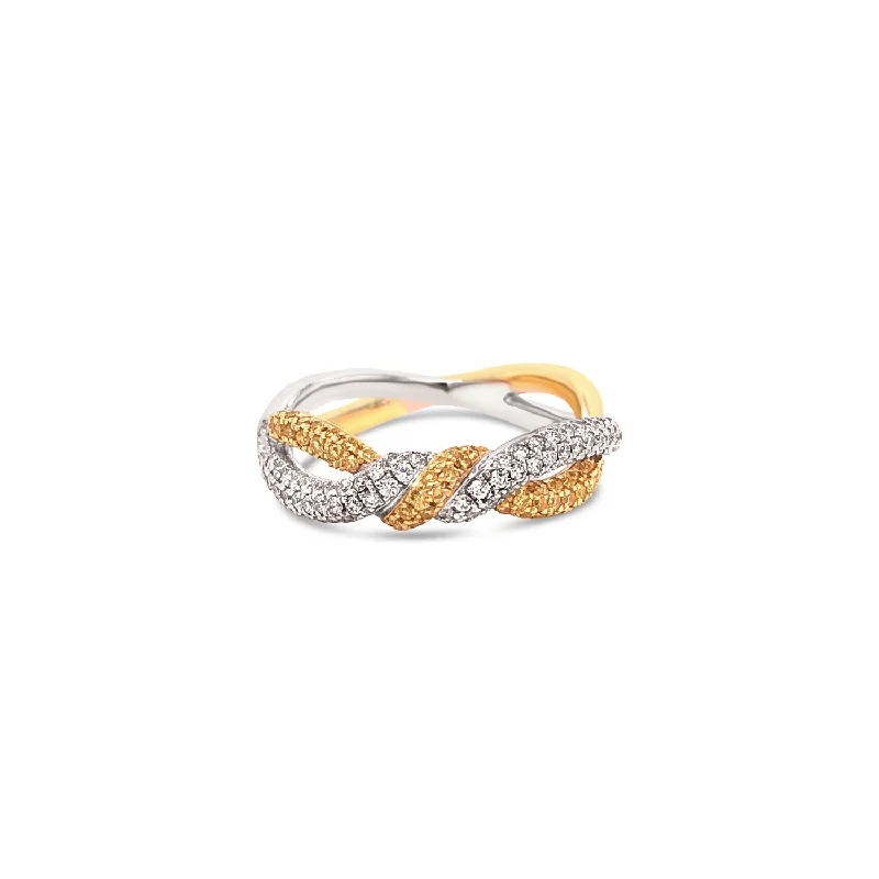 White Diamond Wedding Band-Diamond Knot Swirl Ring