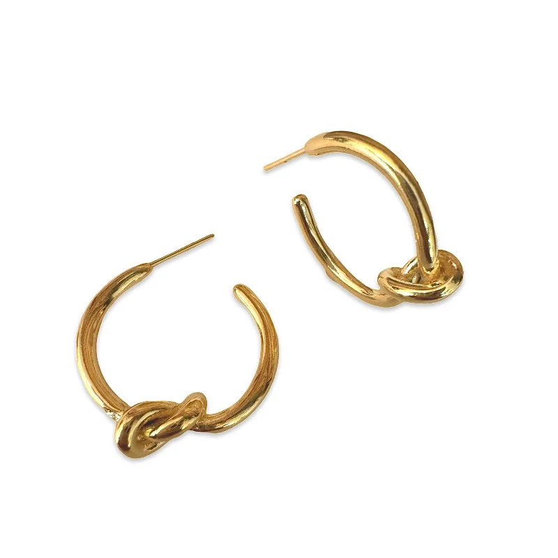 Rose Gold Earrings with Diamonds-14K Gold Filled Knot Hoop Earrings