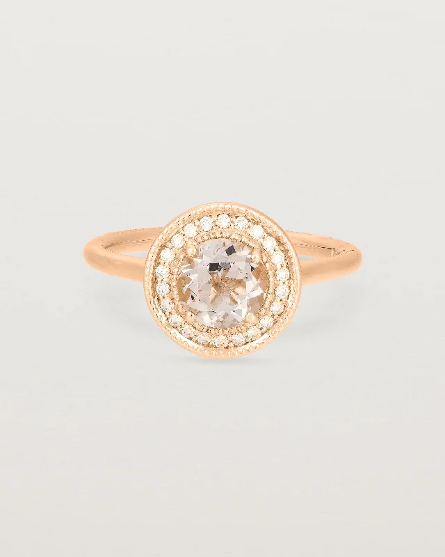 Emerald Wedding Ring-Imogen Halo Ring | Morganite & Diamonds