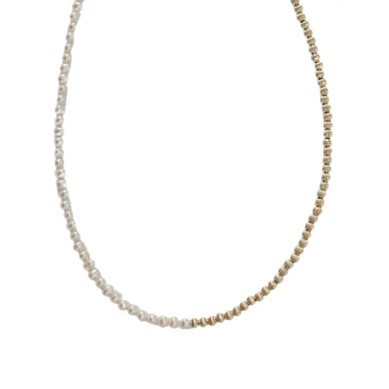 Customizable Gold Necklace-"PENELOPE" 14k gold-filled & pearl beaded Choker/Necklace