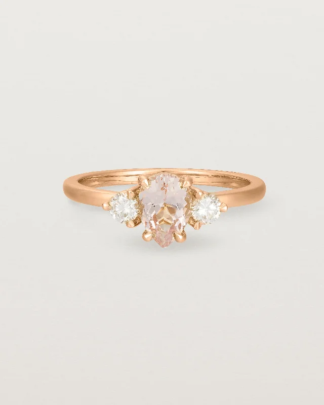 Antique Gold Ring-Una Pear Trio Ring | Morganite & Diamonds