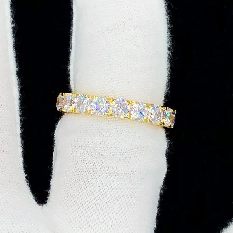 Customizable Wedding Ring-Gold Eternity 4MM CZ Iced Out Ring .925 Sterling Silver