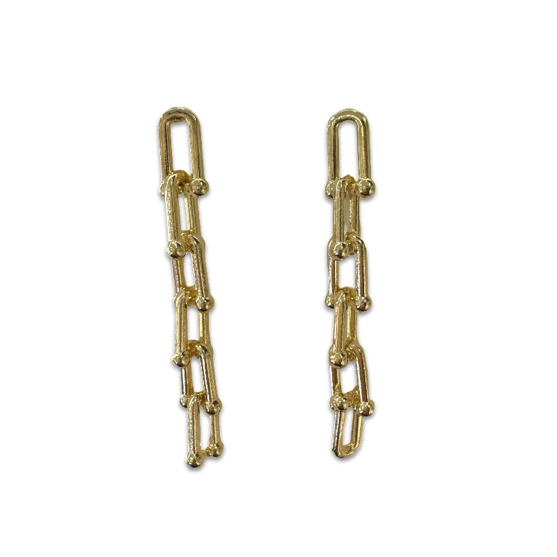 Retro Hoop Earrings-14K Gold Filled Buckle Chain Link Drop Earrings