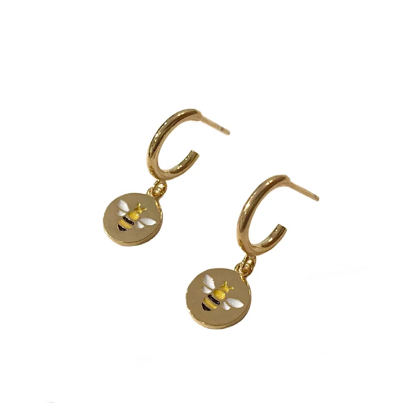 Diamond Drop Earrings-Kerry Bumble Bee Hoops