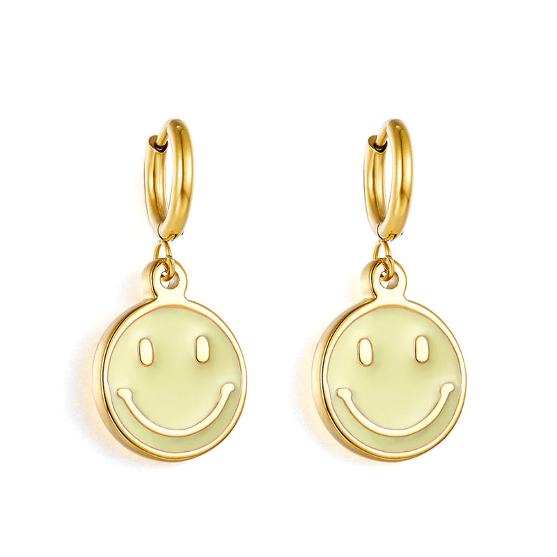 Handmade Gold Earrings-Hypoallergenic Sunshine Smiley Face Earrings