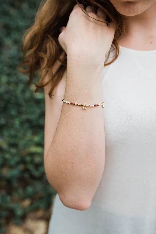 Stackable Gemstone Bracelets-Rust and Gold Droplet Bracelet