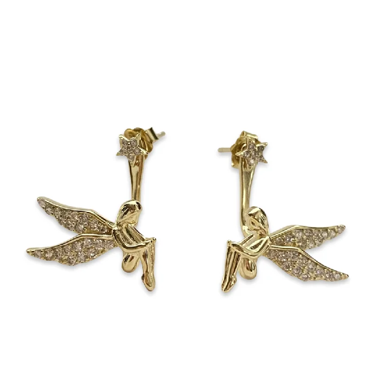 Square Stud Earrings-Angel Star Jacket Earrings