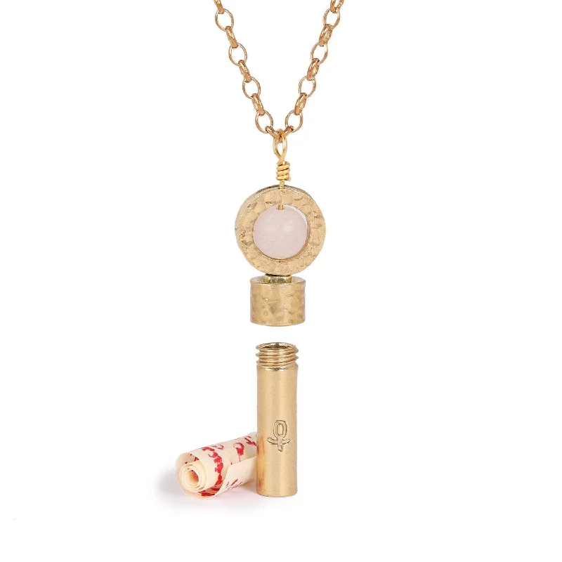 Dainty Gold Pendant Necklace-Matte Rose Quartz Intention Necklace