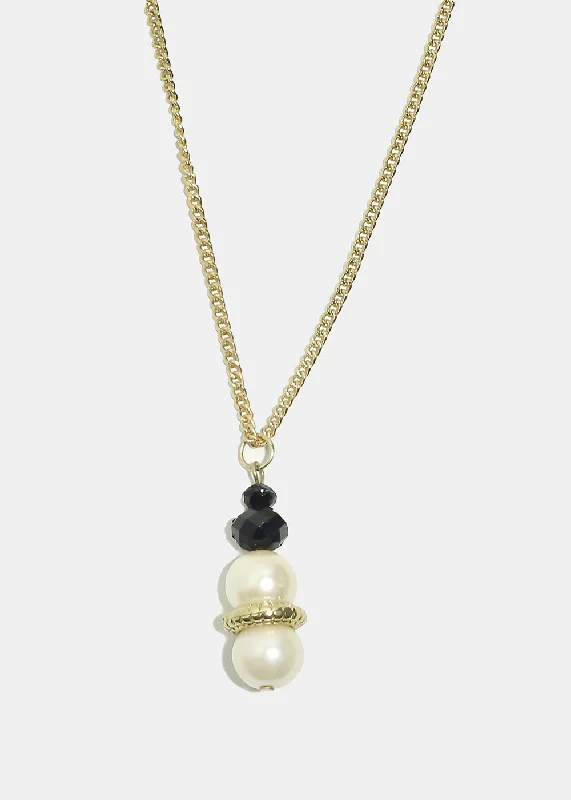 Vintage Bar Necklace-Delicate Pearl Necklace