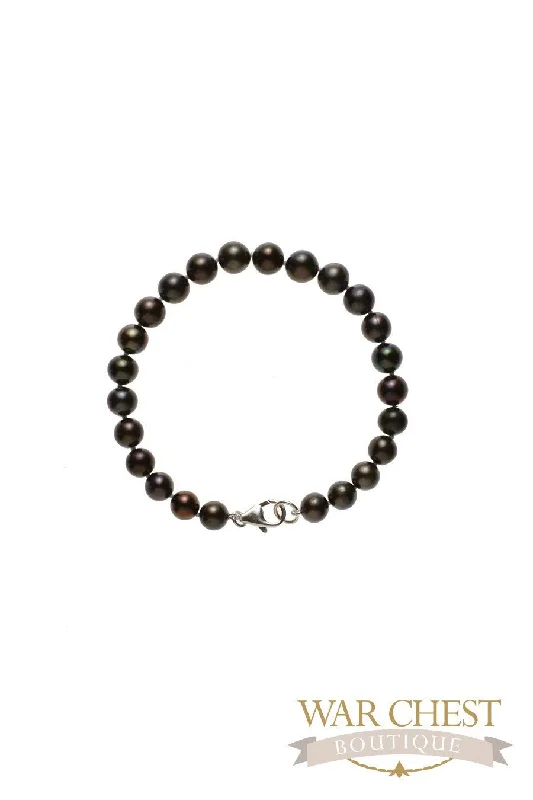 Layered Gold Bracelet-Black Pearl Bracelet