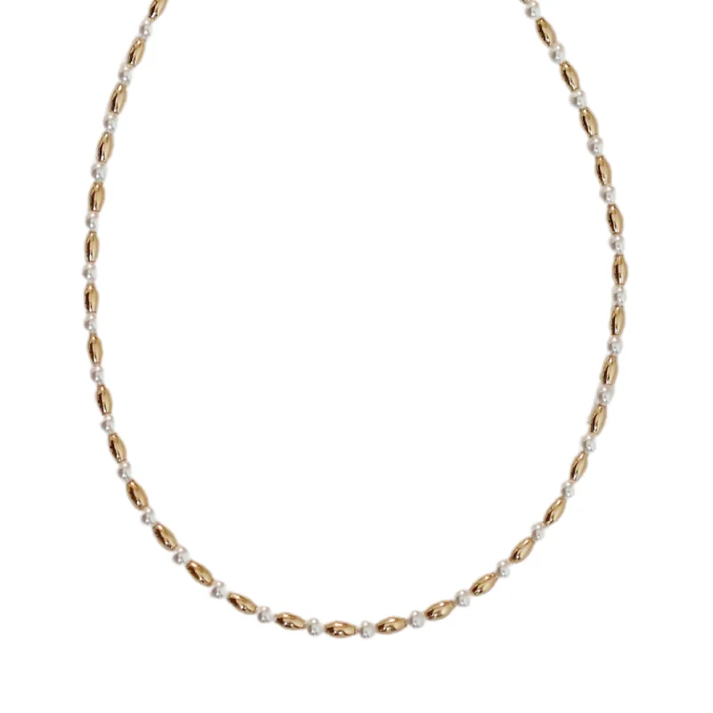 Rose Gold Chain Necklace-"CARRIE" 14k gold-filled & pearl beaded Choker/Necklace