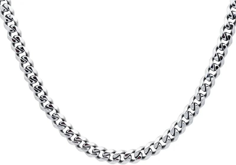 Simple Opal Necklace-Mens 7mm Stainless Steel Curb 24" Link Chain Necklace