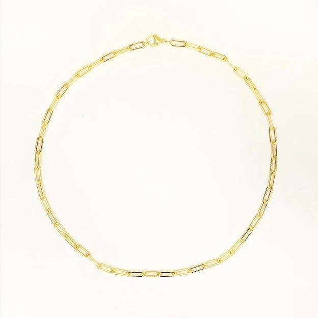 Simple Rope Necklace-Thin Paperclip Necklace in Vermeil