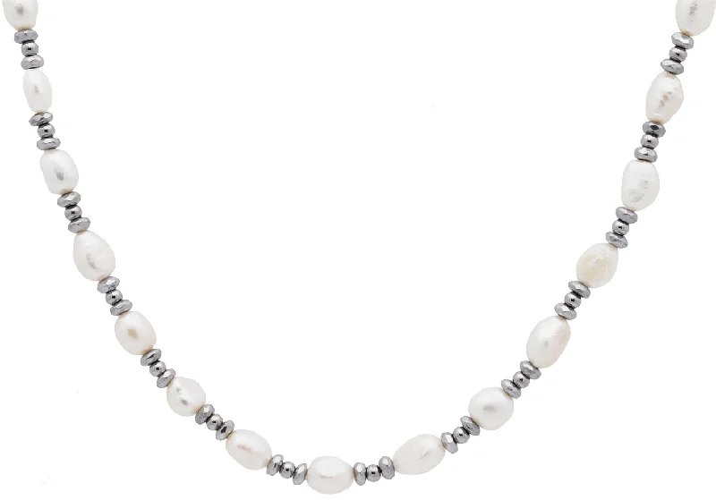 Multi-Layer Necklace for Women-Mens 6MM Baroque Pearl Stainless Steel Necklace With Beads