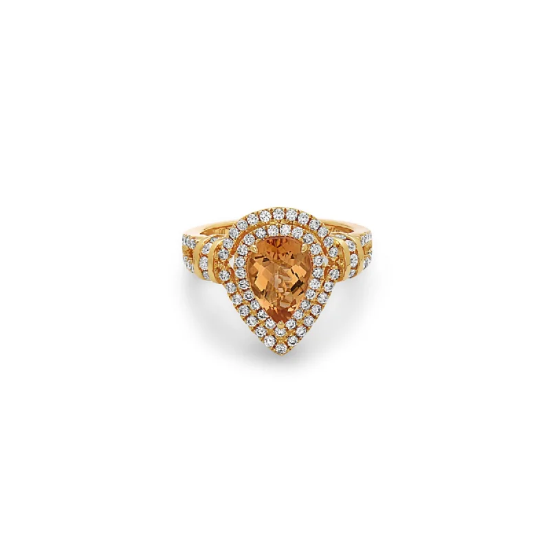 Chunky Gold Ring-Pastel Diamond Pear Shaped Ring