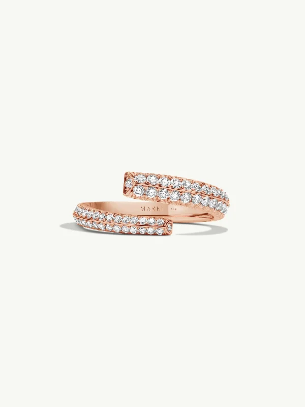 Men’s Titanium Ring-Pythia Serpentine Coil Ring With Pavé-Set Brilliant White Diamonds In 18K Rose Gold