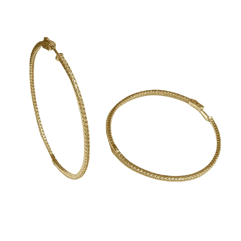 Bold Statement Earrings-French Clasp Pave XL 2.25” Hoops