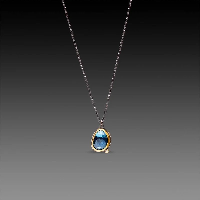 Classic Chain Necklace-London Blue Topaz Necklace with Diamond