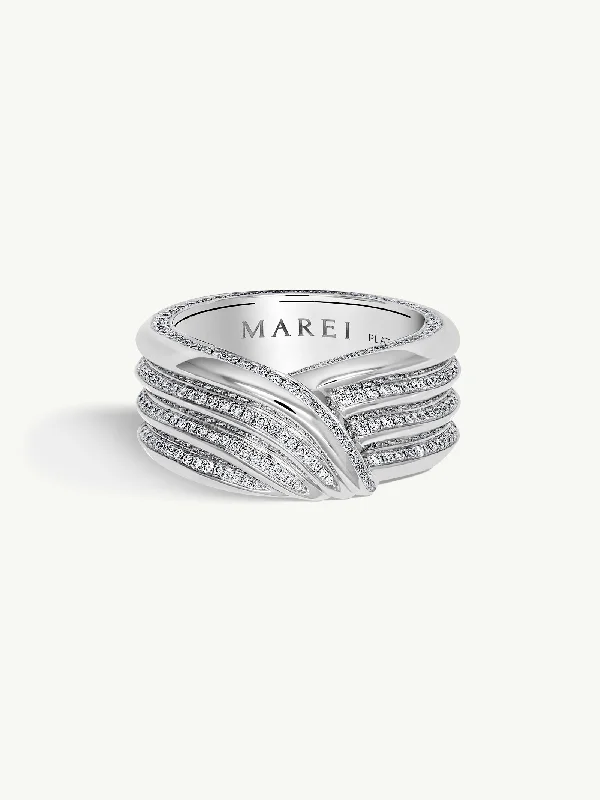 Simple Platinum Ring Set-Pharaoh II Pavé-Set Brilliant White Diamond Ring In Platinum