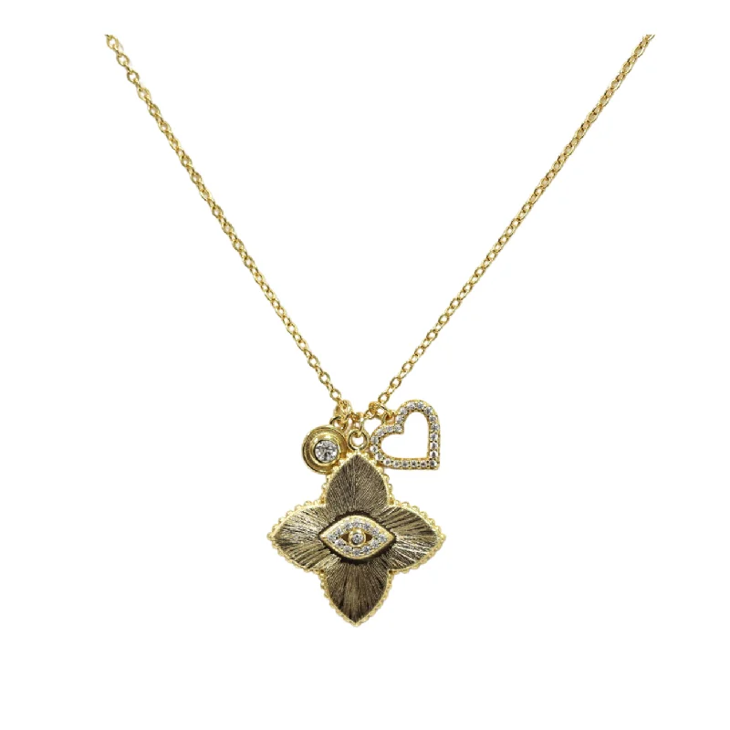 Geometric Pendant Necklace-"MOROCCAN EVIL EYE" Flower Charm Necklace