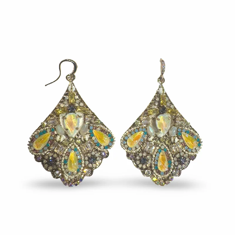 Elegant Drop Earrings-Noellery Antique Sparkle Statement Earrings