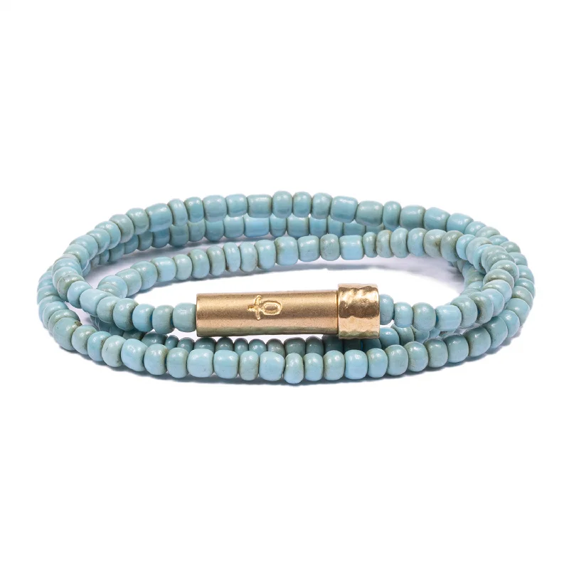 Designer Bar Necklace-Blue Seed Wrap Bracelet / Wish Necklace