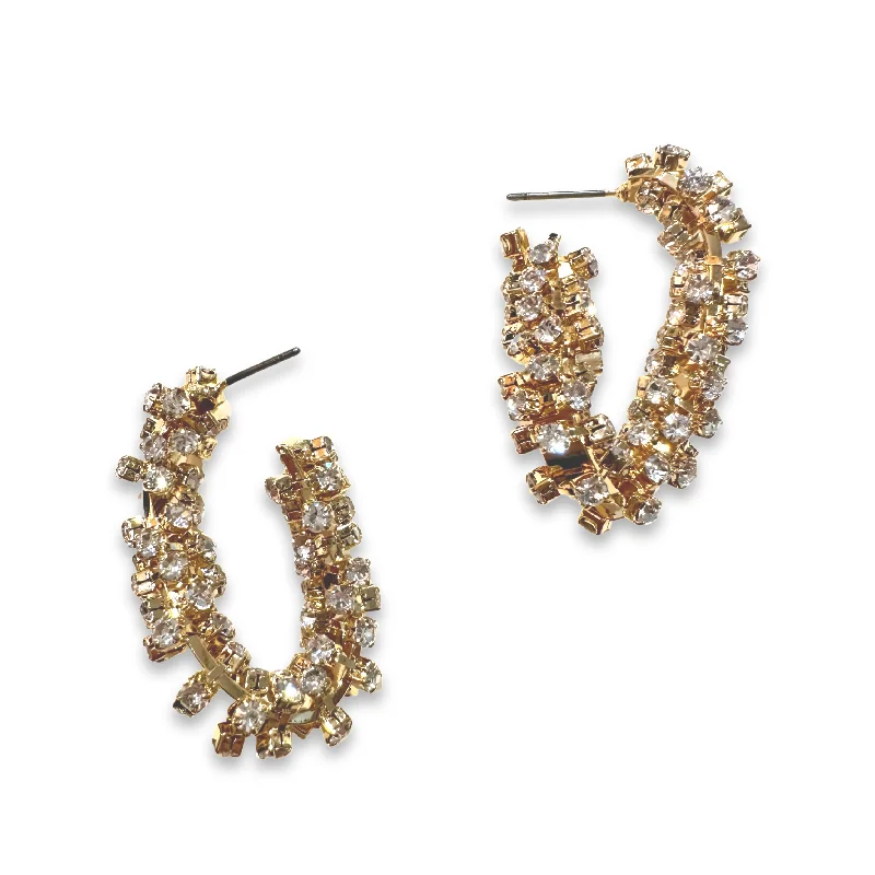 Gold Knot Earrings-Crystal Twist Chain Hoop Earrings