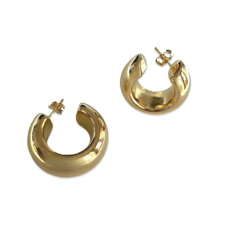 Abstract Design Earrings-Goldie Gold Filled Open Pillow Small 1” Tube Hoops