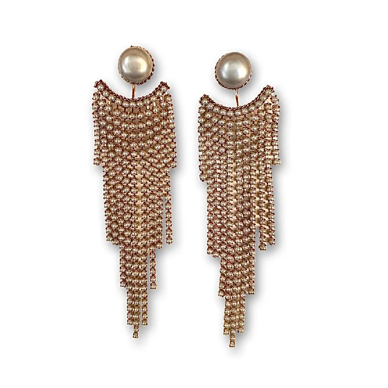 Beautiful Pearl Earrings-Paige Pearlea Pearl Jacket Tassel Statement Earrings