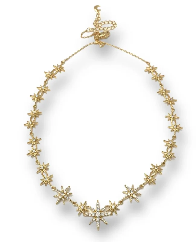 Crystal Beaded Necklace-Star burst Necklace