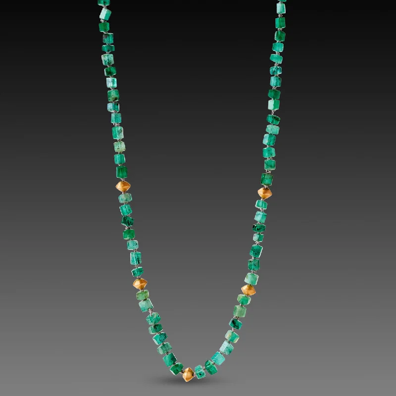 Custom Beaded Necklace-Emerald Crystals Necklace