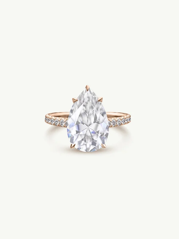 Heart Shaped Engagement Ring-Safaa Pear-Shaped Brilliant Diamond Engagement Ring In 18K Rose Gold