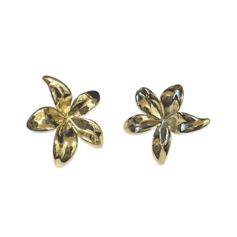 Large Statement Earrings-Stainless Steel Flower Statement Studs