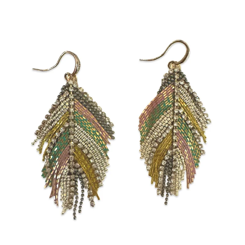 Rainbow Hoop Earrings-Noellery Tassel Chandelier Statement Earrings