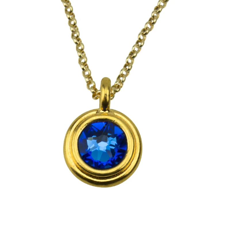 Gold Oval Pendant Necklace-September Birthstone Necklace