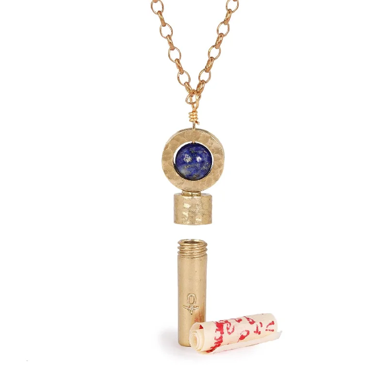 Classic Beaded Necklace-Polished Lapis Lazuli Intention Necklace