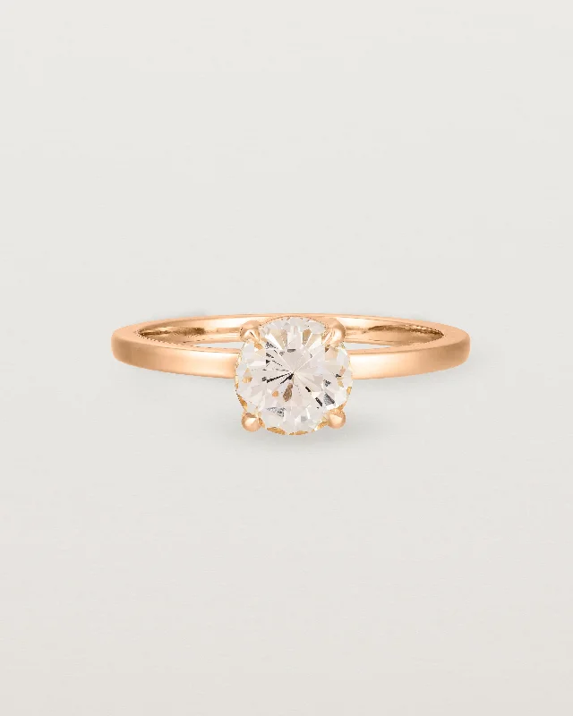 Pear Cut Diamond Ring-Petite Una Round Solitaire | Morganite