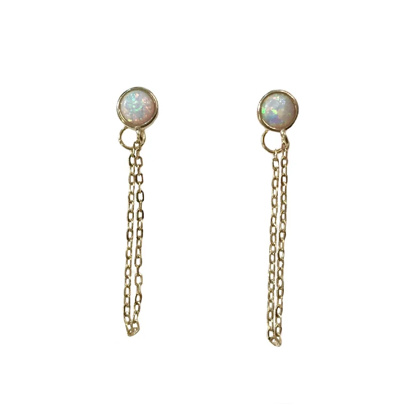 Tropical Earrings for Summer-Opaline Bezel Chain Earrings