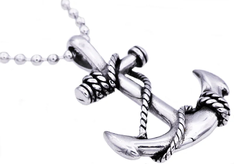 Wedding Necklace for Bride-Mens Stainless Steel Anchor Pendant Necklace