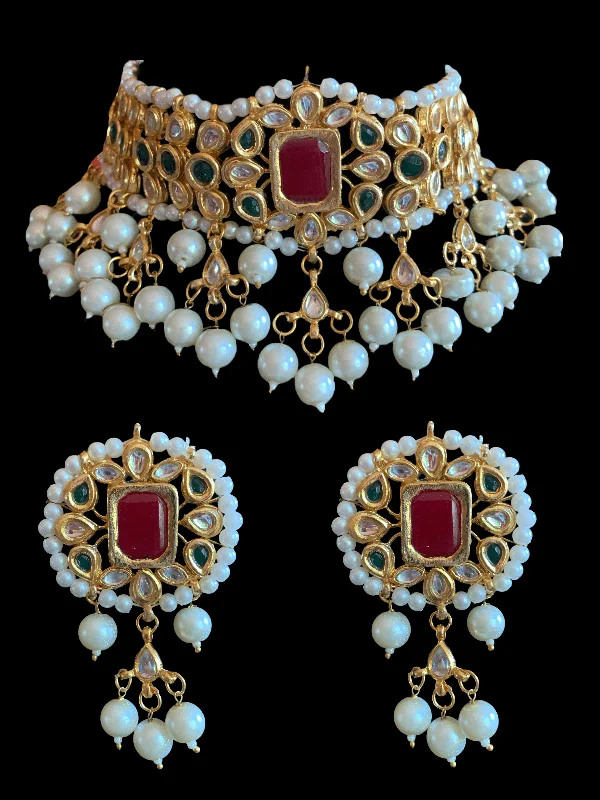 Crystal Stud Earrings-Radha sabyasachi inspired kundan choker with earrings ( READY TO SHIP )