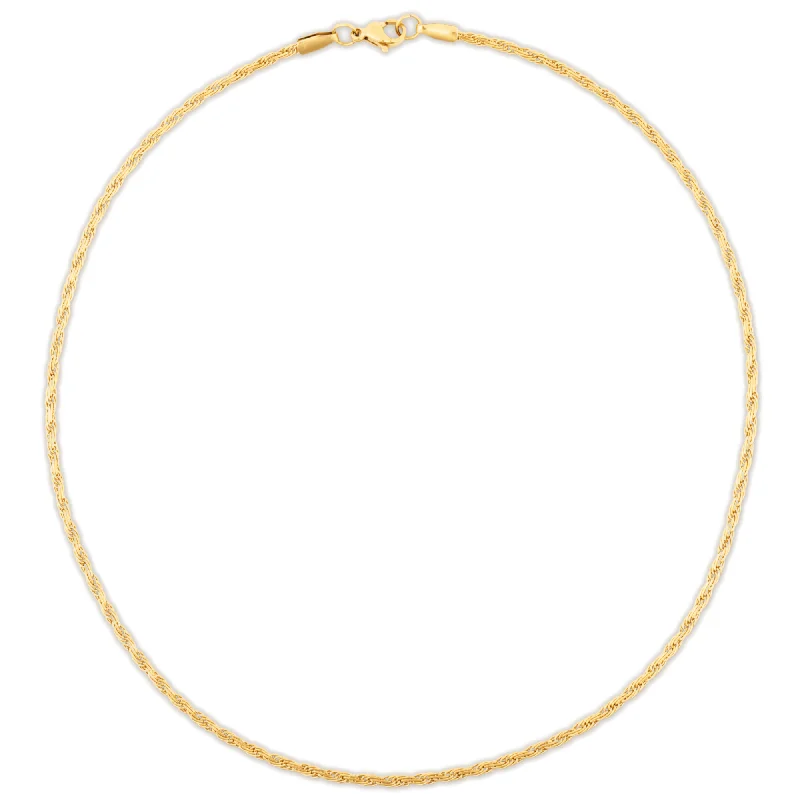 Gold Oval Pendant Necklace-Calla Flat Rope Chain Necklace