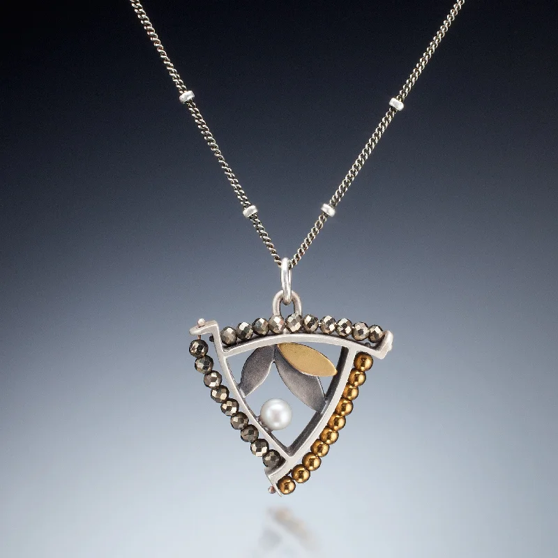 Modern Pendant Necklace-Mixed Metal Triangle Necklace