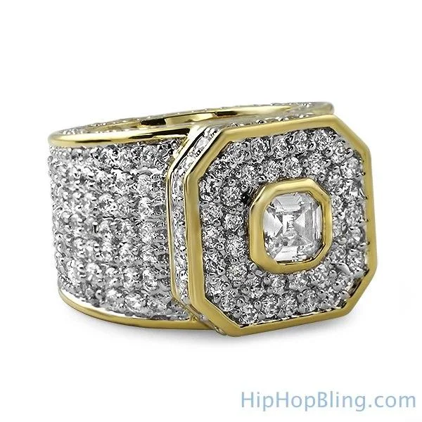 Gold Eternity Ring-Asscher Gold Bling Bling Boss Ring