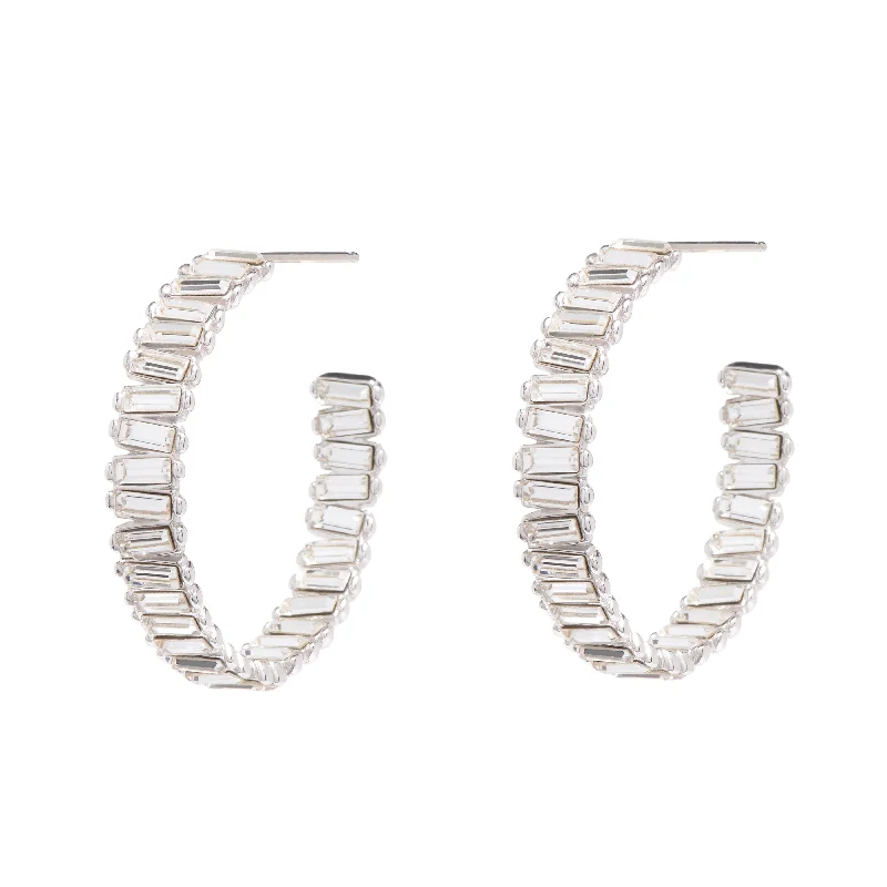 Sterling Stud Earrings-Baby Serena Hoops in Rhodium