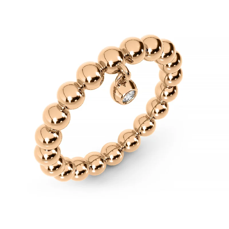 Stackable Ring Set-Floating 14K Diamond Ball Ring