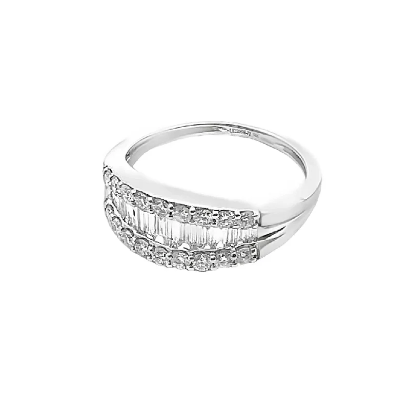 Personalized Promise Band-Tapered Round & Baguette Wedding Band Ring